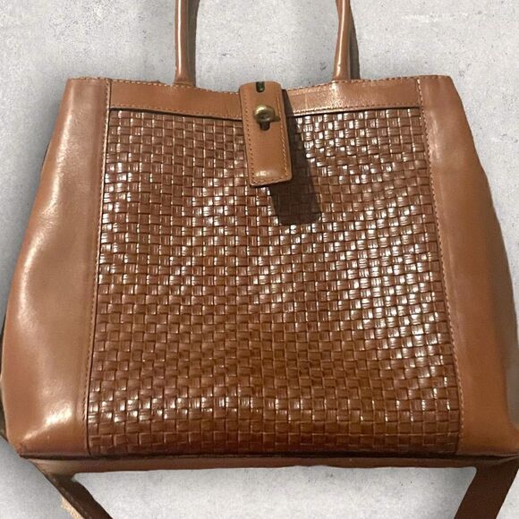 Orvis | EUC Vintage Medium Brown Woven Leather Shoulder-bag Purse - Picture 8 of 11